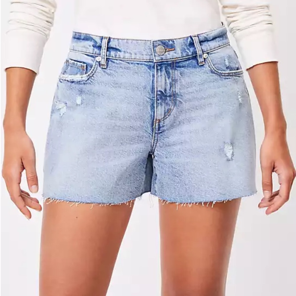LOFT Curvy High Waist Cut Off Shorts